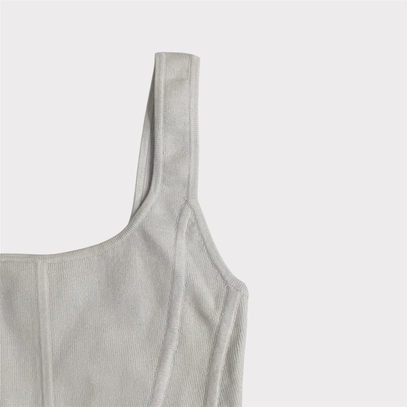 Aritzia Wilfred Natalie Top | Frozen Grey | Small | NWT | Minimalist Crop Knit - Picture 2 of 6